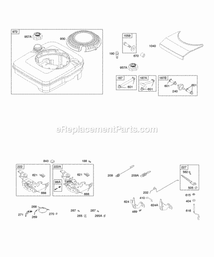 Controls Fuel Supply Governor Spring Diagram and Parts List for 12G702-0611-01  Briggs and Stratton Engine